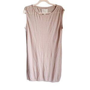 Brochu Walker Dress Small Women's Pink Minimalist Sleeveless Linen Blend